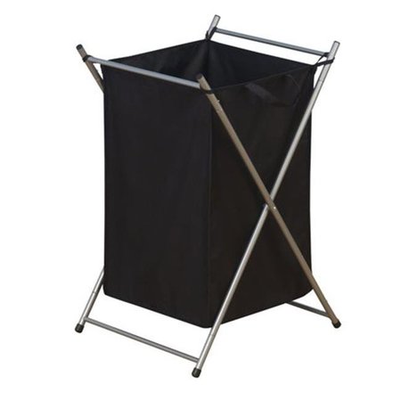 HOUSEHOLD ESSENTIALS Household Essentials 7043 Satin Silver Hamper with lift out 600D polyester black bag no casters 7043